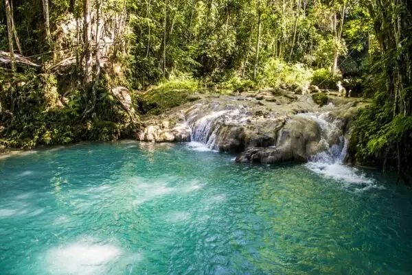 Turquoise water at Blue Hole in Jamaica