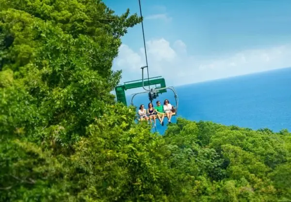 Chairlift over the forest at Mystic Mountain
